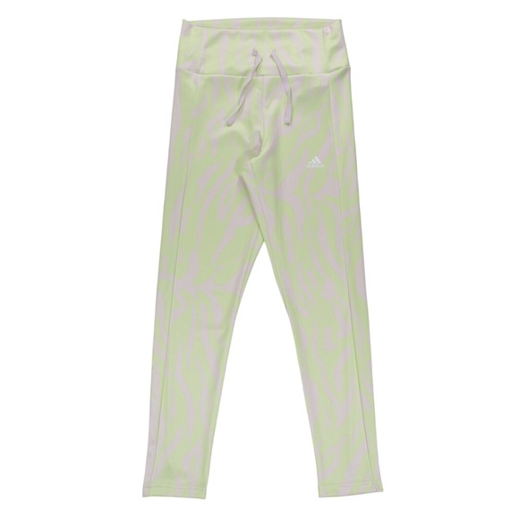 adidas Pants - Adidas Women's‎ Allover Print Shiny Drawstring Tight Fit Leggings Green Size S